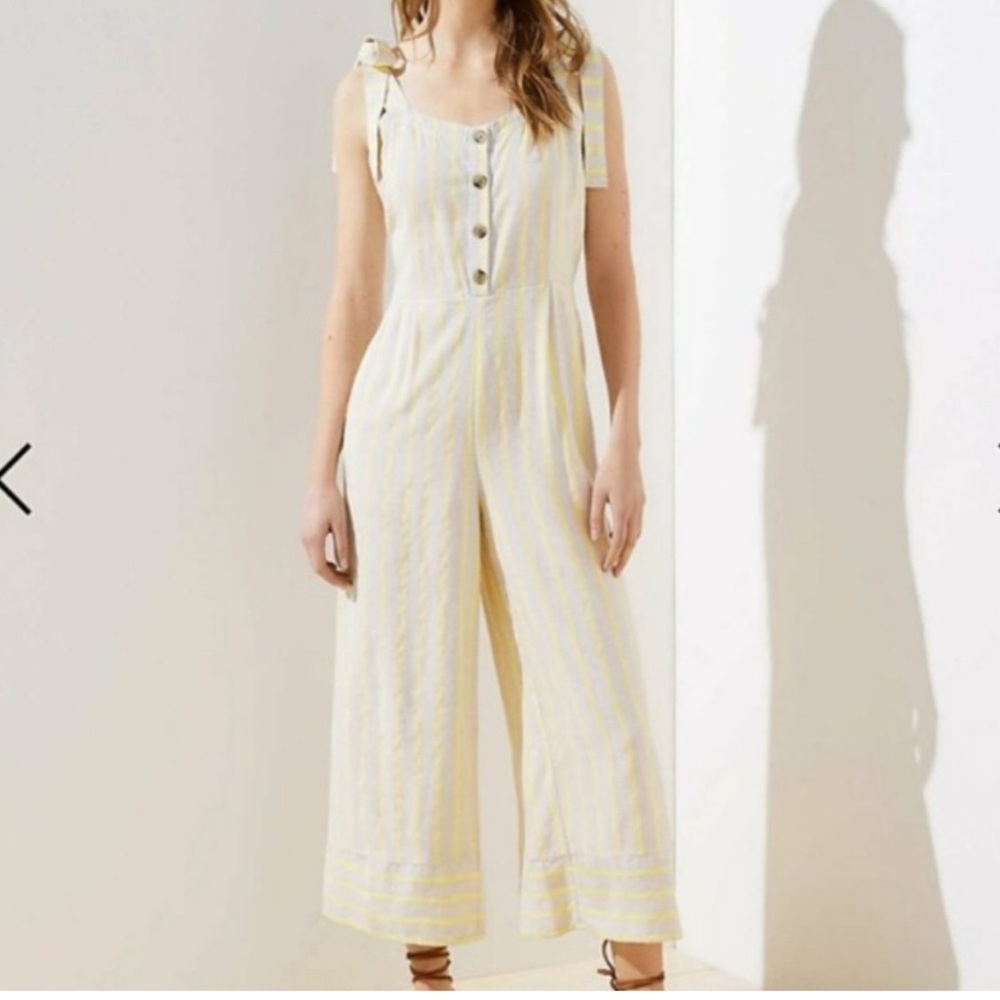 Loft Beach Romper linen viscose striped adjustable straps jumpsuit
